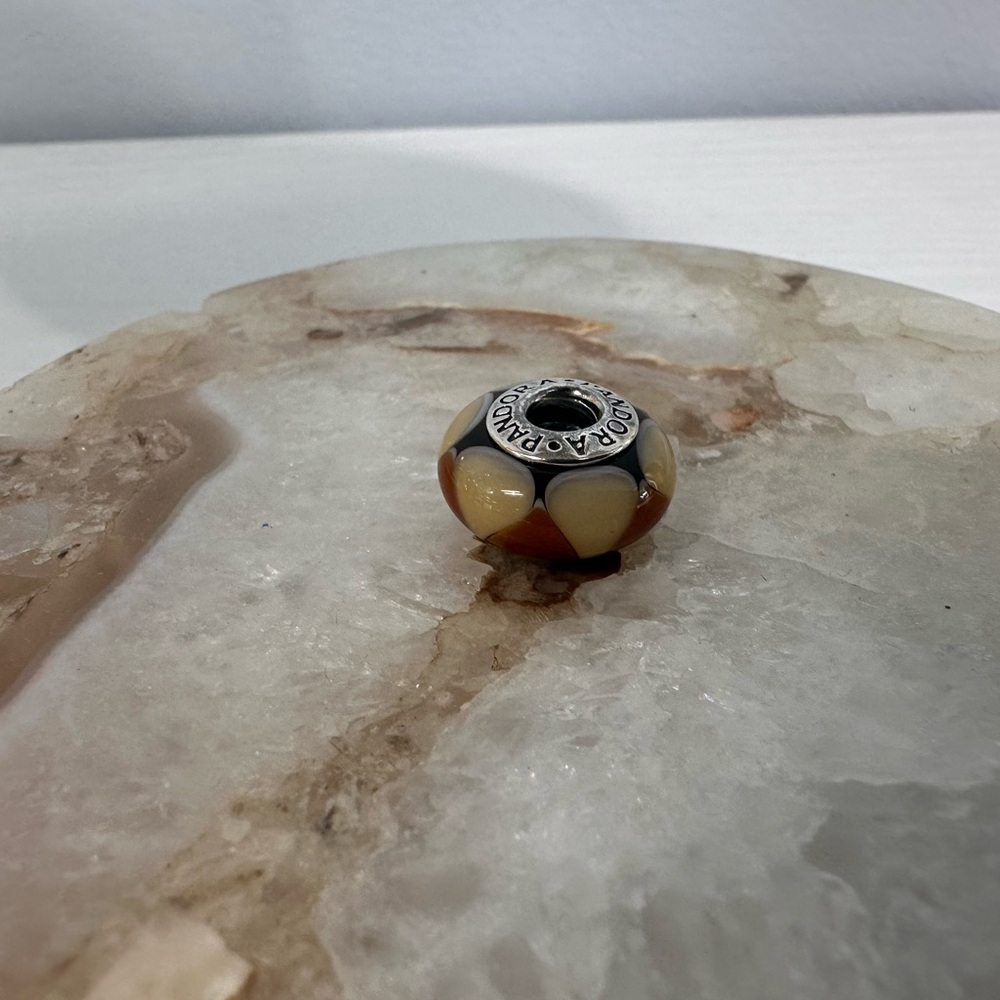 Pandora Brown and Cream Charm Bead